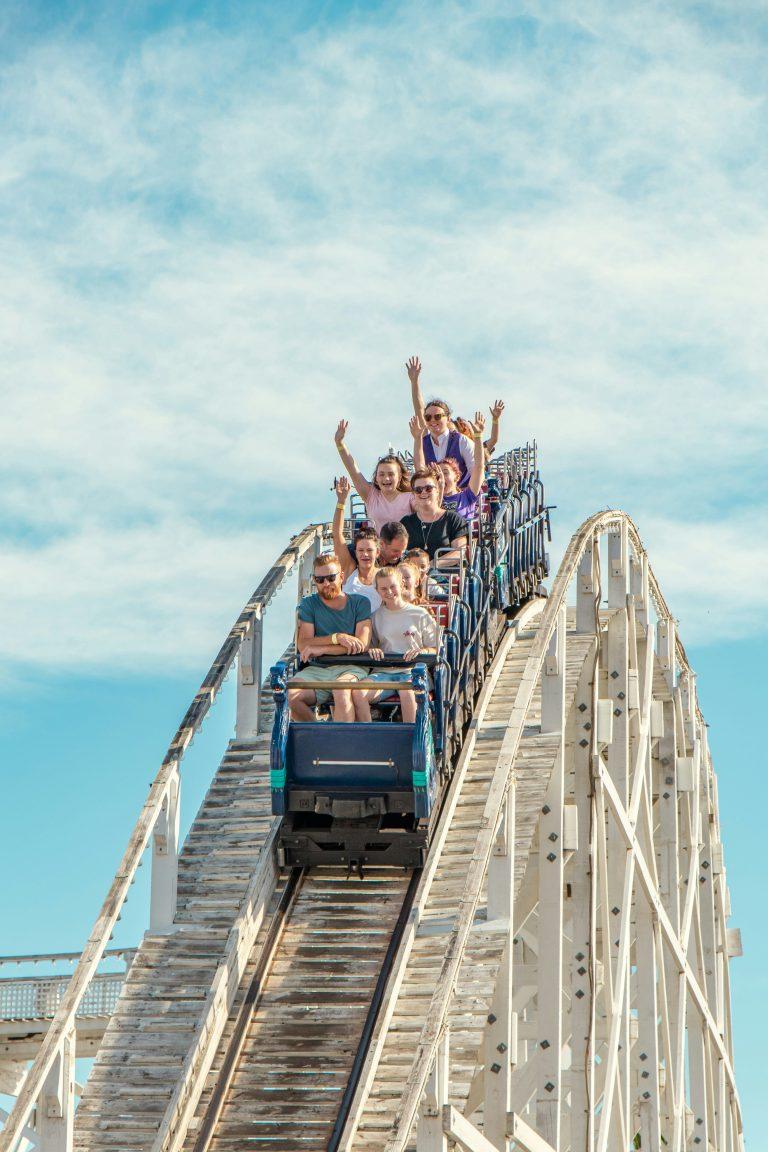 Image of a wooden roller coaster